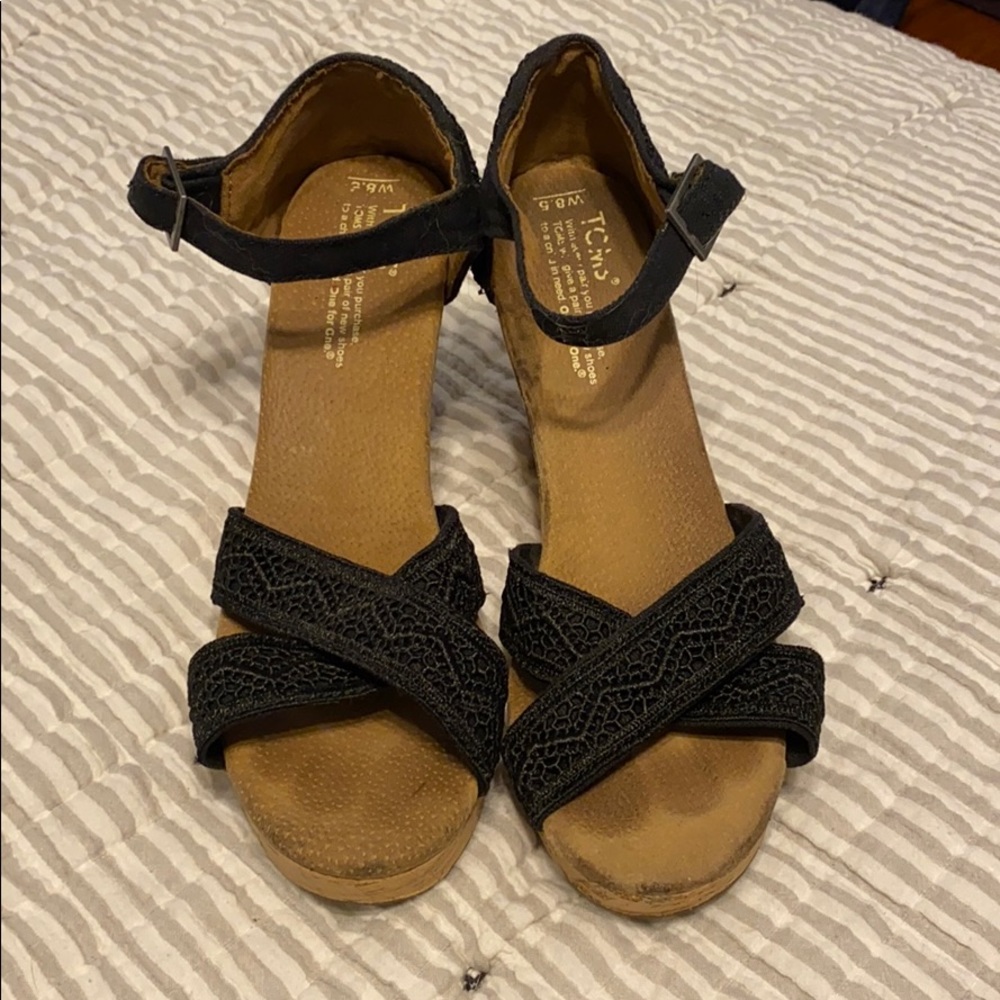 Black Strappy Wedges